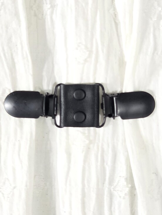 Twojills Accessories - Black Leather Midi Cinch Clip W/ Black Clips, DIY Tailoring, New, Handmade